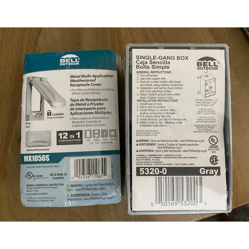 New! Bell Outdoor 5320-0 Gray Single Gang Weatherproof Box